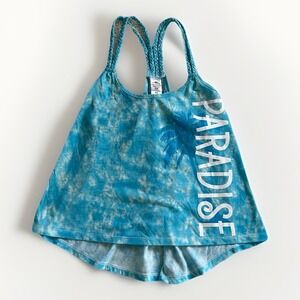 NWT Southern Breeze Blue Tie Dye Tank Top Medium Paradise Palm Tree Festival
